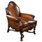 Antique English Victorian Wing Back Armchair in Hand Dyed Leather, Image 1
