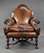 Antique English Victorian Wing Back Armchair in Hand Dyed Leather, Image 3