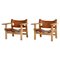 Spanish Oak and Saddle Leather Armchairs by Børge Mogensen for Fredericia, 1960s, Set of 2, Image 1