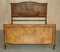 English Double Bed Frame in Burr Walnut, 1900s 2