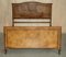 English Double Bed Frame in Burr Walnut, 1900s, Image 2