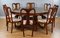 20th Century English Walnut & Marquetry Circular Dining Table & 8 Chairs, 1970s, Set of 9 2