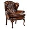 George II Brown Leather Armchair, Image 1