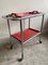 Modernist Bar Cart in Tubular Steel with Red Lacquered Wooden Trays, 1950s 2