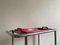 Modernist Bar Cart in Tubular Steel with Red Lacquered Wooden Trays, 1950s 12