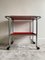 Modernist Bar Cart in Tubular Steel with Red Lacquered Wooden Trays, 1950s 1