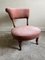 Nursing Chair in Soft Pink Velvet with Turned Wooden Legs and Original Castors, 1890s 2