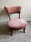 Nursing Chair in Soft Pink Velvet with Turned Wooden Legs and Original Castors, 1890s 1