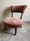 Nursing Chair in Soft Pink Velvet with Turned Wooden Legs and Original Castors, 1890s 4