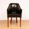 British Art Deco Walnut Salon Chairs with Leather Upholstery, 1930s, Set of 2 2