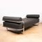 Chaise longue vintage de cuero negro, Imagen 1