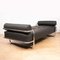 Chaise longue vintage in pelle nera, Immagine 1