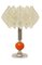 Lampada da tavolo Mid-Century con sfera in ceramica arancione e paralume Lotus, Immagine 1