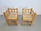 Vintage Brutalist Natural Oak Rush Corner Chair, 1960s, Set of 2 11