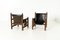 Brutalist Oak and Faux Leather Chairs in the Style of Charles Dudouyt, 1950s, Set of 2, Image 2