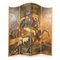 Paravento vittoriano dipinto ad olio con motivo di battaglia, fine XIX secolo, Immagine 1