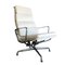 White Leather Softpad Ea 222 / Ea 124 Desk Chair by Eames for Vitra 1