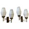 Mid-Century Modern Italian Brass and Glass Wall Sconces, 1960s, Set of 2 1