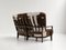 Juliette Sofa in Stained Oak and Cowhide by Guillerme Et Chambron for Votre Maison, 1950s 2