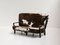 Juliette Sofa in Stained Oak and Cowhide by Guillerme Et Chambron for Votre Maison, 1950s 1