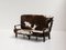 Juliette Sofa in Stained Oak and Cowhide by Guillerme Et Chambron for Votre Maison, 1950s, Image 1
