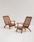 French Mahogany and Cane Armchairs, 1950s, Set of 2 1