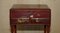 Anglo-Japanese Red Lacquer Sewing Table with Famboo Legs and Fitted Interior 3