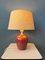 Terracota Table Lamp with Beige Textile Shade, 1970s 3