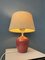 Terracota Table Lamp with Beige Textile Shade, 1970s 4