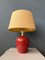 Terracota Table Lamp with Beige Textile Shade, 1970s, Image 1