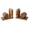 Beech and Copper Barrel Bookends, France, 1940s, Set of 2 1