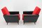 Leatherette and Red Fabric Armchairs, Czechoslovakia, 1970s, Set of 2, Image 4