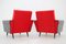 Leatherette and Red Fabric Armchairs, Czechoslovakia, 1970s, Set of 2, Image 8