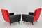 Leatherette and Red Fabric Armchairs, Czechoslovakia, 1970s, Set of 2 5