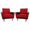 Leatherette and Red Fabric Armchairs, Czechoslovakia, 1970s, Set of 2, Image 1