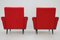 Leatherette and Red Fabric Armchairs, Czechoslovakia, 1970s, Set of 2 6