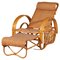 Boho Bamboo Extendable Lounger in Rattan with Magazine Holder, 1950s 1
