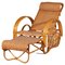 Boho Bamboo Extendable Lounger in Rattan with Magazine Holder, 1950s, Image 1