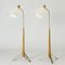 Brass and Beech Floor Lamps by Hans Bergström for Asea, 1950s 1