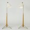 Brass and Beech Floor Lamps by Hans Bergström for Asea, 1950s 2