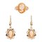 18 Karat French Shell Cameo Rose Gold Earrings Ring Set, 1960s, Set of 3 1