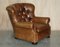 Fauteuil et Ottomane en Cuir Marron de Ralph Lauren 2