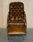 Regency X Framed Reclining Chesterfield Lounge Chair in Brown Leather, 1810s, Image 17