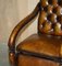 Regency X Chesterfield Liegestuhl mit Gestell aus Braunem Leder, 1810er 10