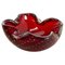 Large Red Murano Bubble Glass Bowl Element Shell Ashtray, Italy, 1970s 1