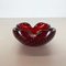 Large Red Murano Bubble Glass Bowl Element Shell Ashtray, Italy, 1970s 5