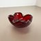 Large Red Murano Bubble Glass Bowl Element Shell Ashtray, Italy, 1970s 3