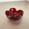 Large Red Murano Bubble Glass Bowl Element Shell Ashtray, Italy, 1970s 4