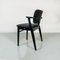 Mid-Century Italian Beech Matt Black Wood and Faux Leather Chairs, 1960s 8