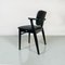 Mid-Century Italian Beech Matt Black Wood and Faux Leather Chairs, 1960s, Image 8